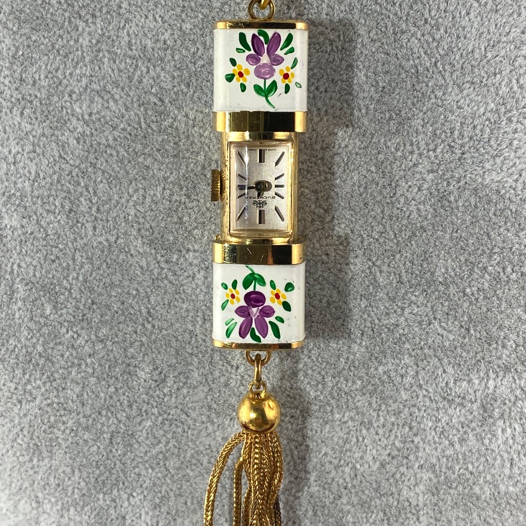 Vintage Bucherer Swiss Slide Watch And Necklace